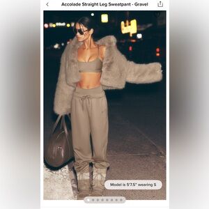 ALO Yoga Straight Leg Sweatpants with Drawstring Waist in Color Gravel